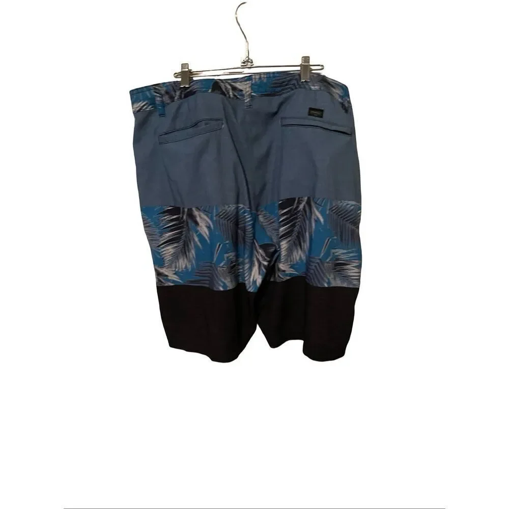 O'Neill Mens Blue Black Riley Hawaiian Tropical Palm Hybrid Board Shorts Size 40